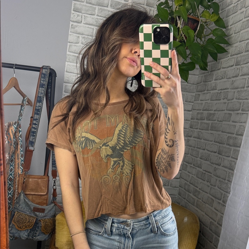 Altar'd State // Brown Graphic Eagle Top